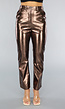 Metallic Bronzen Pantalon van Lederlook
