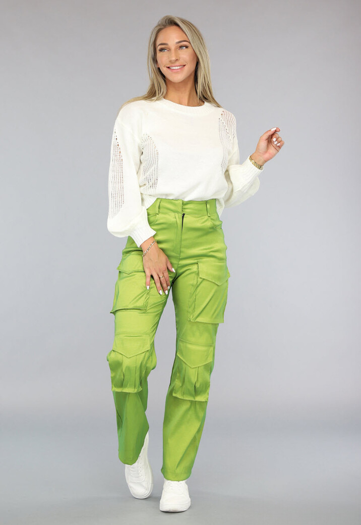 Gebroken Witte Trui met Gescheurde Look