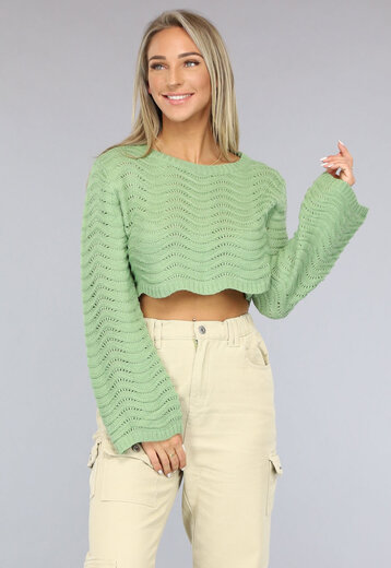 NEW0609 Mintkleurige Cropped Sweater