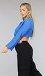 Blauw Golvend Cropped Truitje met Trompet Mouwen