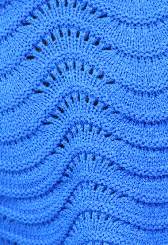 Blauw Golvend Cropped Truitje met Trompet Mouwen