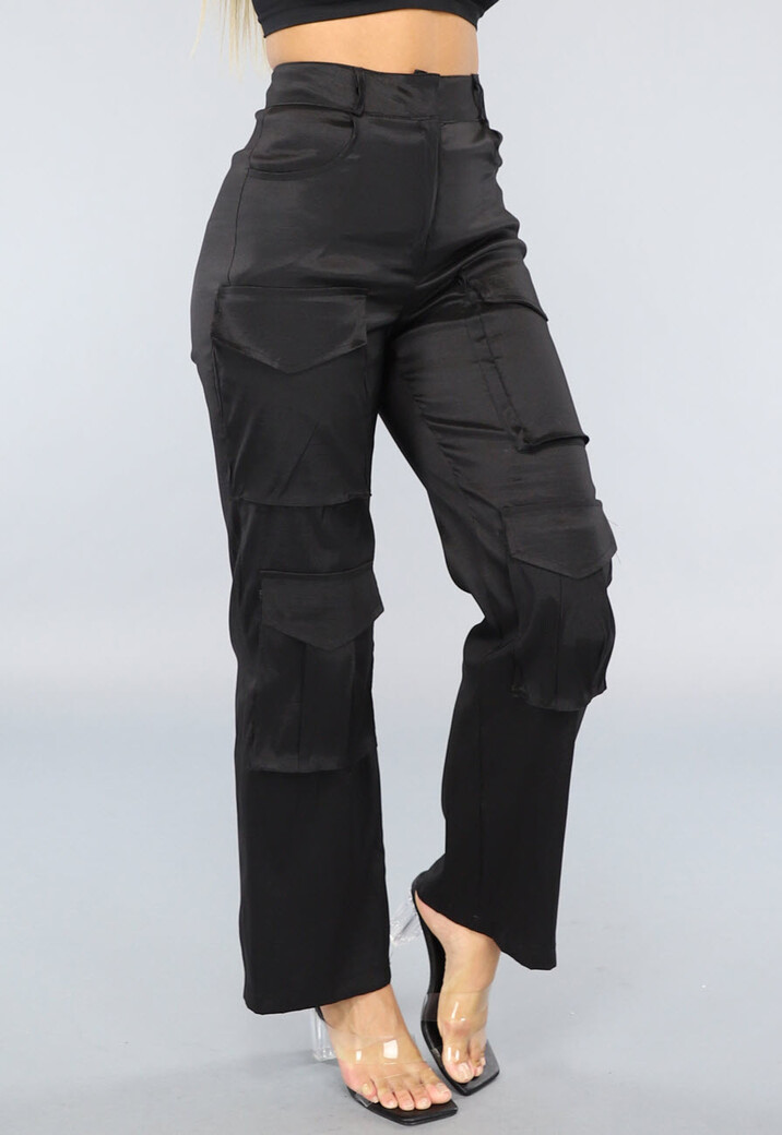 Zwarte Straight Cargo Broek met Zakken