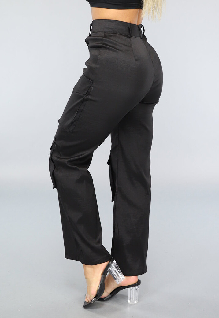 Zwarte Straight Cargo Broek met Zakken