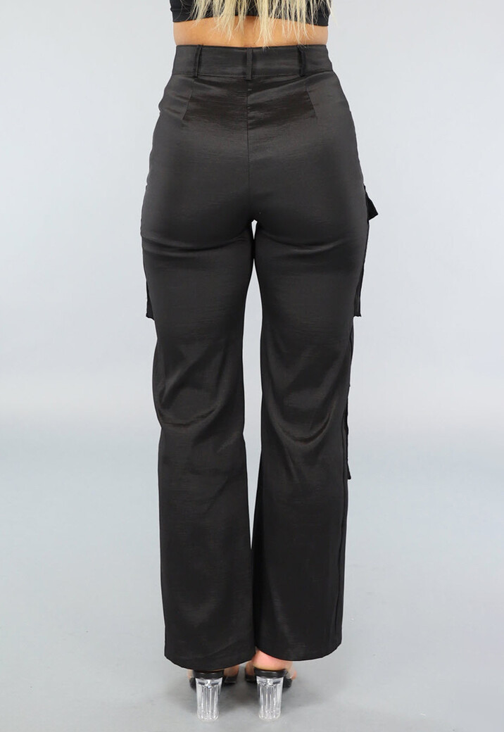 Zwarte Straight Cargo Broek met Zakken