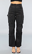 Zwarte Straight Cargo Broek met Zakken