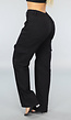 Zwarte Mid Waist Effen Cargo Broek