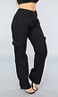 Zwarte Mid Waist Effen Cargo Broek