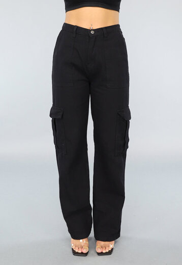 Zwarte Effen Cargo Broek