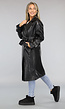 Lederlook Trenchcoat in Zwart