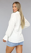 Witte Mousseline Blouse met Trompetmouwen