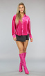 Hard Roze Velvet Blouse met Knopen