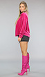 Hard Roze Velvet Blouse met Knopen