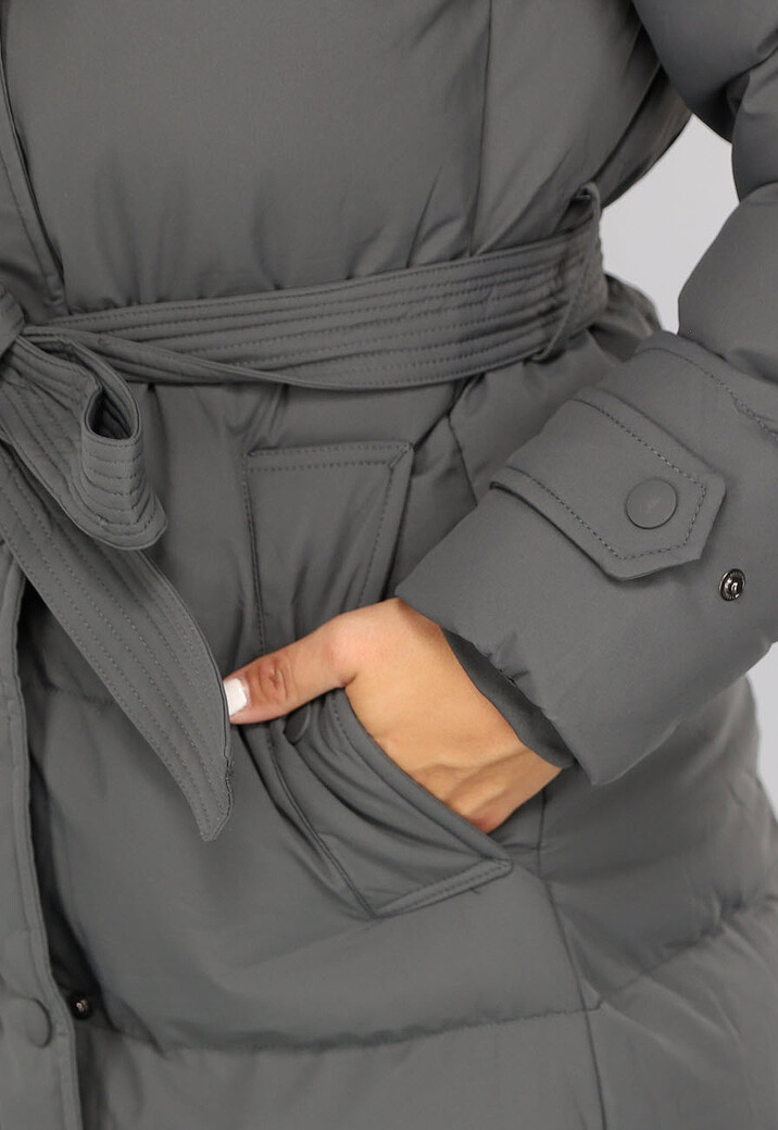 Waterdicht Antraciet Winterjack met Tailleband