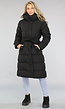 Zwarte Lange Donsjas met Tailleband