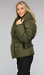 Oversized Groene Winterjas met Magnetische Sluiting en Tailleband