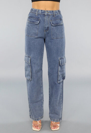 OP=OP.14.AV Denim Carpenter Broek met Cargo Zakken