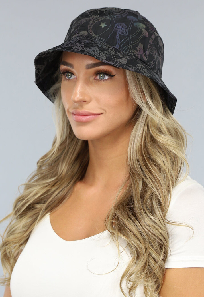 Waterdicht Reflecterend Vissershoedje met Paddenstoelen Print