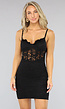 Zwarte Sexy Kanten Jurk met Voorgevormde Cups