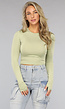 Lichtgroene Longsleeve Crop Top met Duimgaten