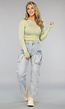 Lichtgroene Longsleeve Crop Top met Duimgaten