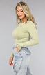 Lichtgroene Longsleeve Crop Top met Duimgaten