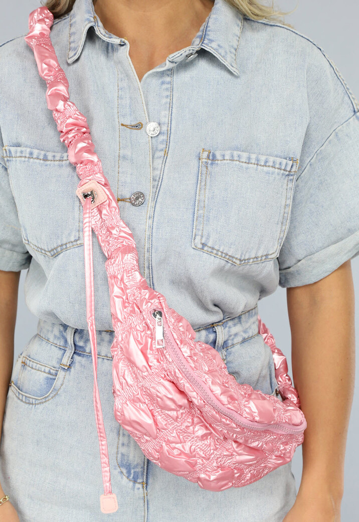 Glimmende Gewatteerde Fanny Pack Roze