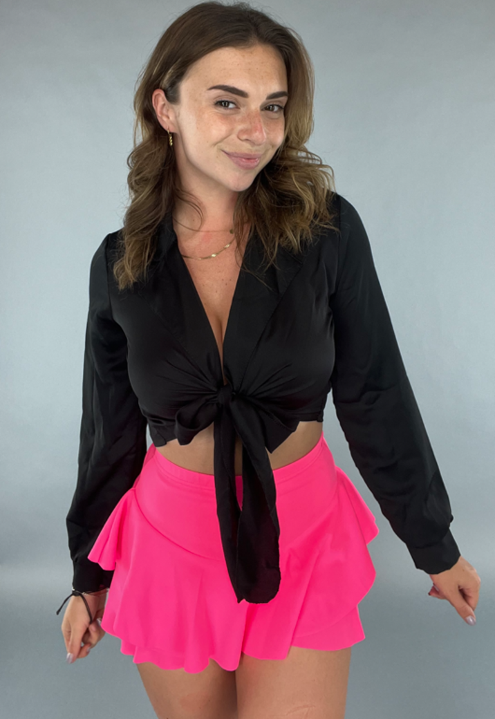 Geplooide Neon Roze Skort