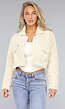 Beige Cropped Teddy Jas met Knopen