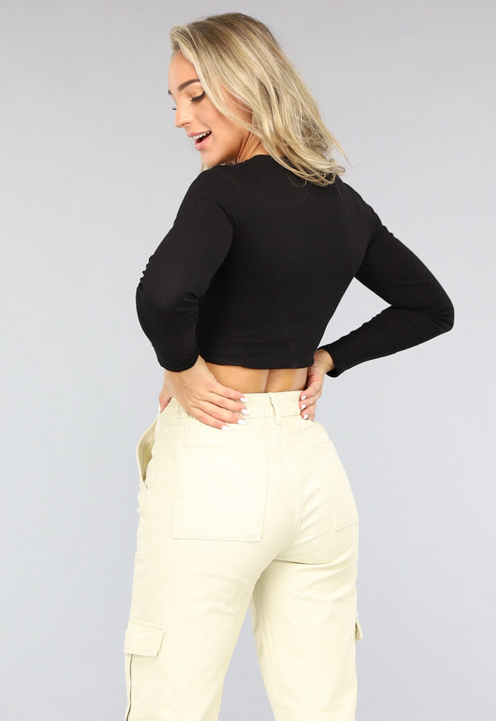 Lange Mouwen Top met Korset Design