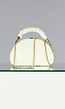 Witte Halfronde Geplooide Tas met Gouden Details