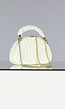 Witte Halfronde Geplooide Tas met Gouden Details