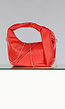 Rode Lederlook Handtasje met Geplooid Detail