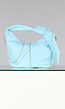 Lichtblauwe Lederlook Handtasje met Geplooid Detail
