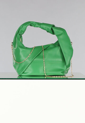 SALE50 Groene Lederlook Handtasje met Geplooid Detail
