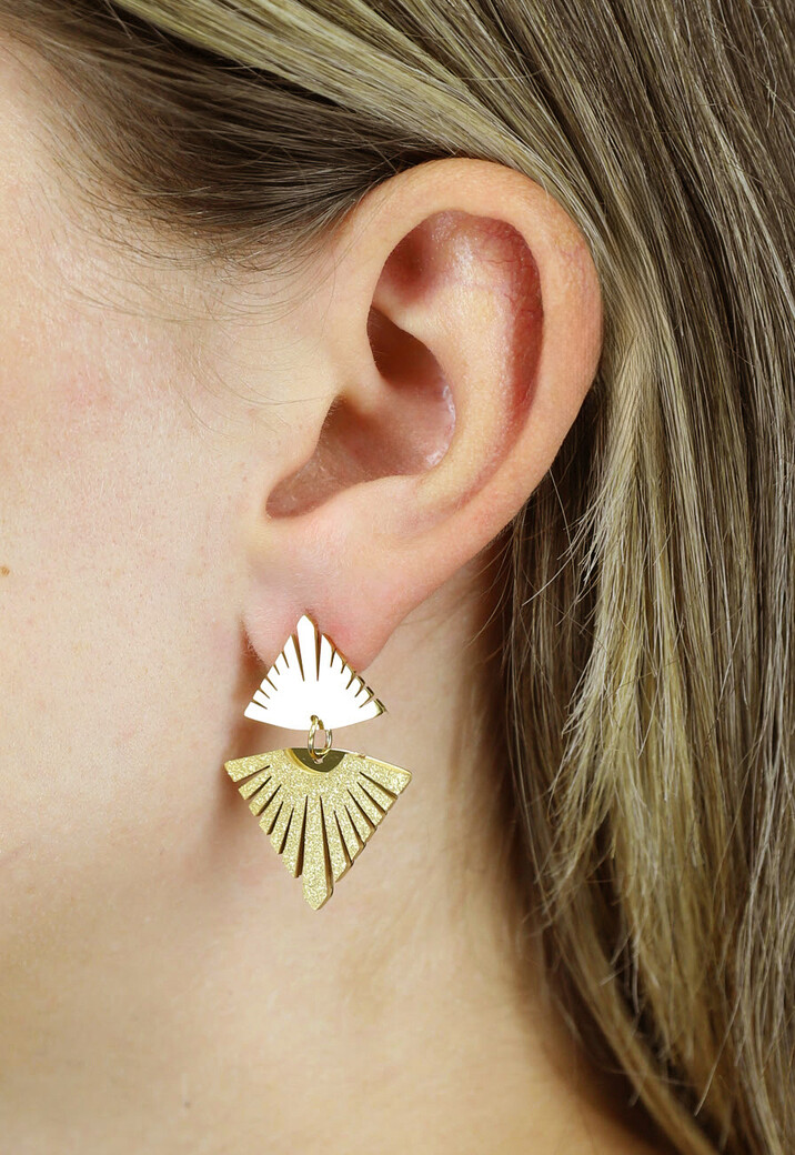 Gouden Glinsterende Triangle Oorbellen