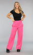 Fuchsia Wide Leg Broek van Joggingstof