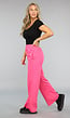 Fuchsia Wide Leg Broek van Joggingstof