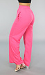 Fuchsia Wide Leg Broek van Joggingstof