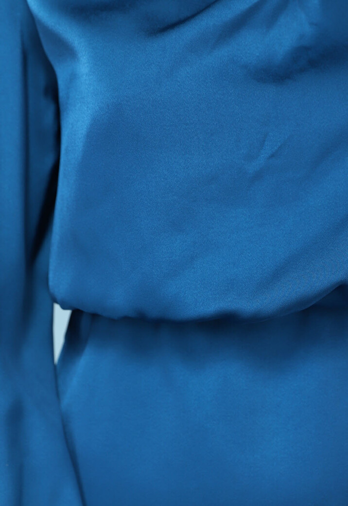 Gedrapeerde Blouse Jurk in Petrol