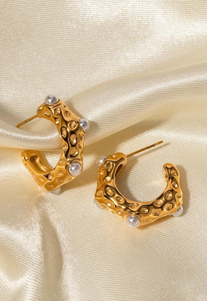 Gouden Stainless Oorringen met Parels