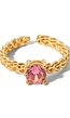 Gouden Stainless Verstelbare Ring met Roze Steen