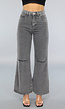 Grijze Flared Denim High Waist Jeans