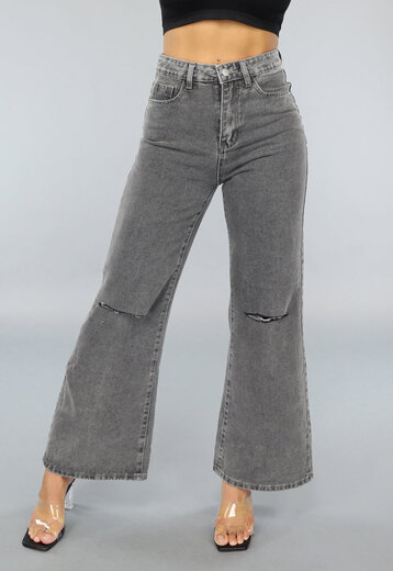 NEW2709 Grijze Flared High Waist Jeans