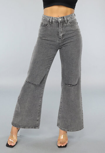SALE50 Grijze Flared High Waist Jeans