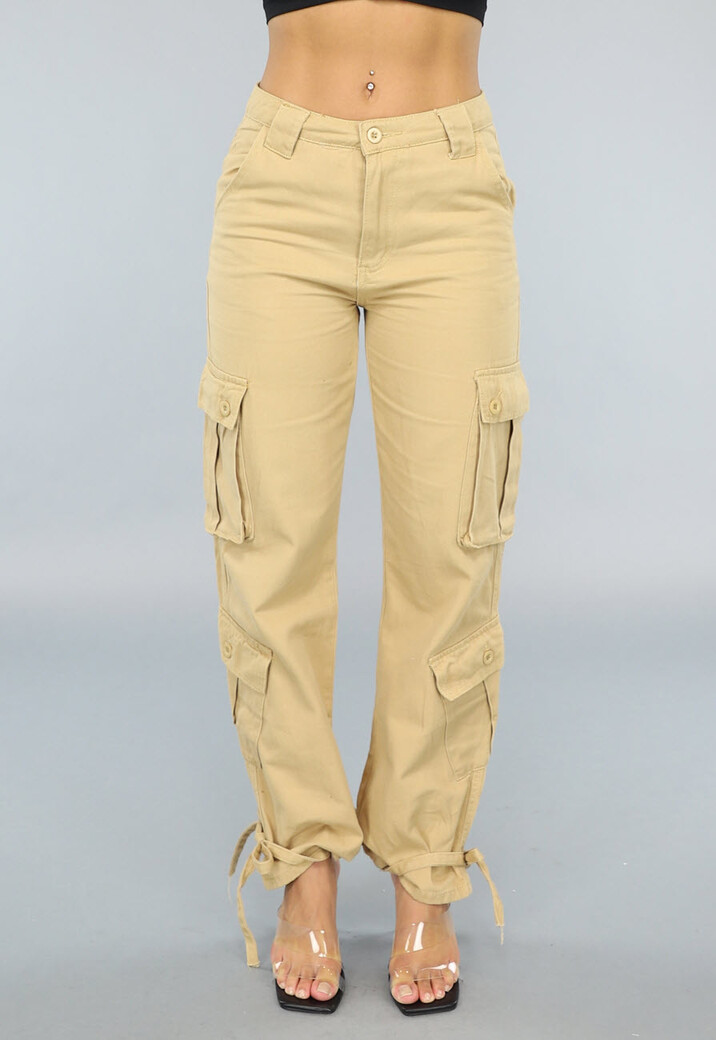 Khaki Carpenter Cargo Broek met Touwtjes