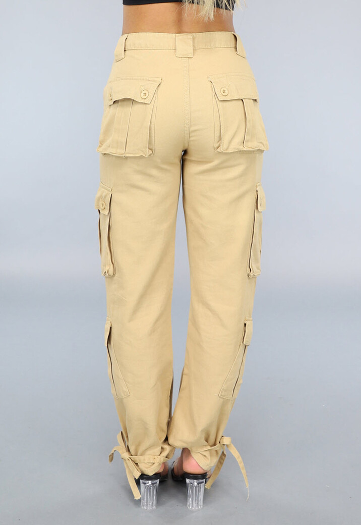 Khaki Carpenter Cargo Broek met Touwtjes