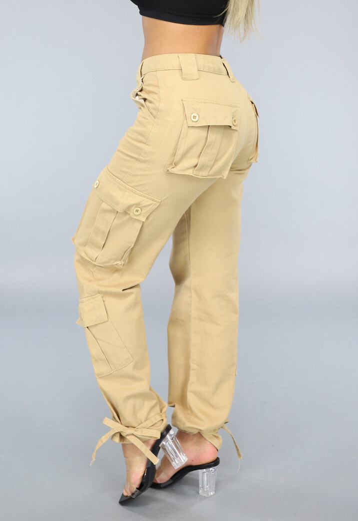 Khaki Carpenter Cargo Broek met Touwtjes
