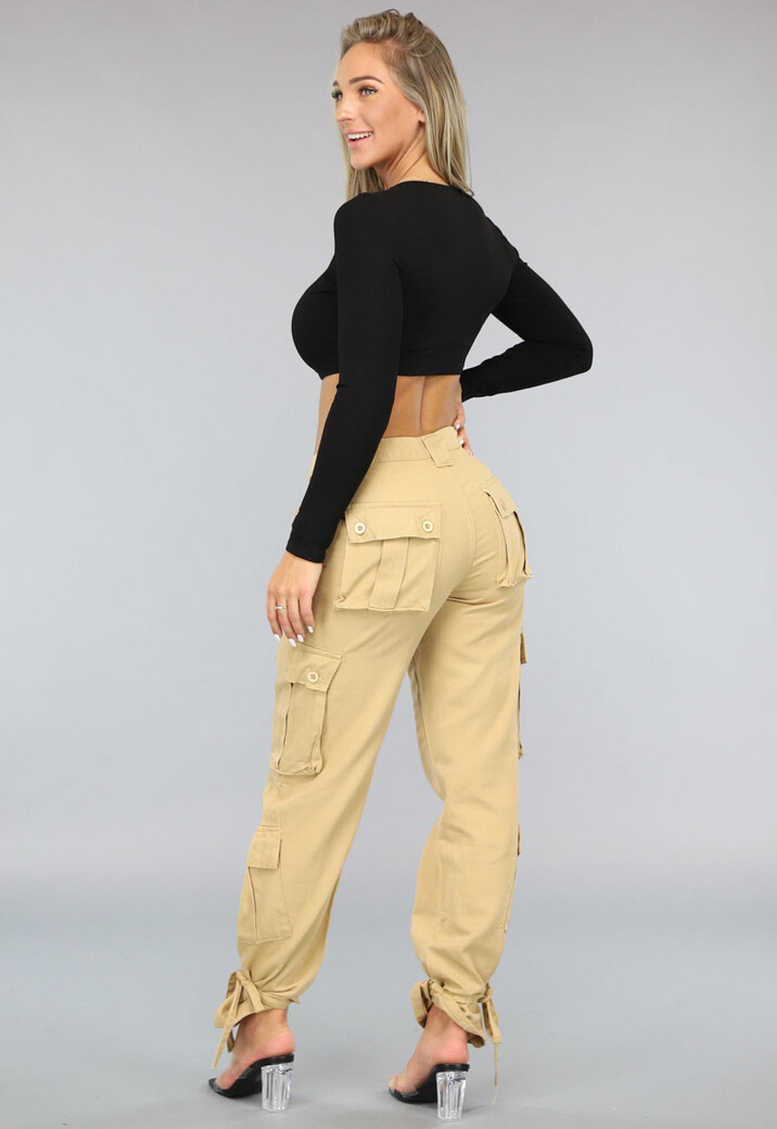Khaki Carpenter Cargo Broek met Touwtjes