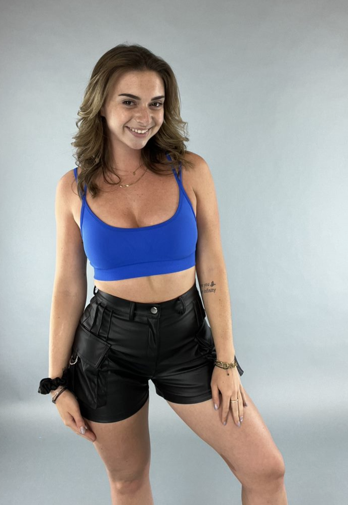 Royaal Blauwe Sport-bh met Gedetailleerde Rug