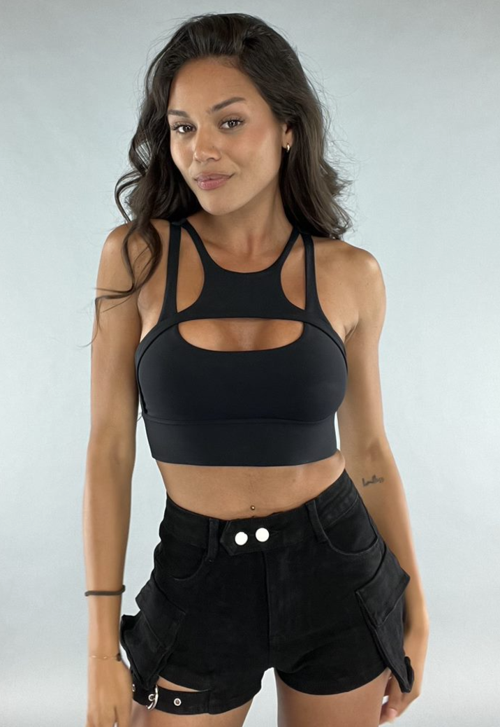 Zwarte Sport BH met Gekruisde Banden